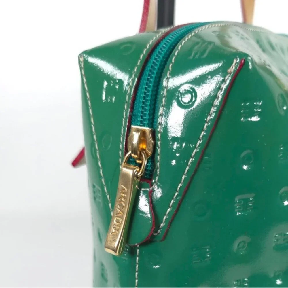 ARCADIA Made in‎ Italy 🇮🇹 Bugatti GENUINE PATENT LEATHER Double Handle Purse